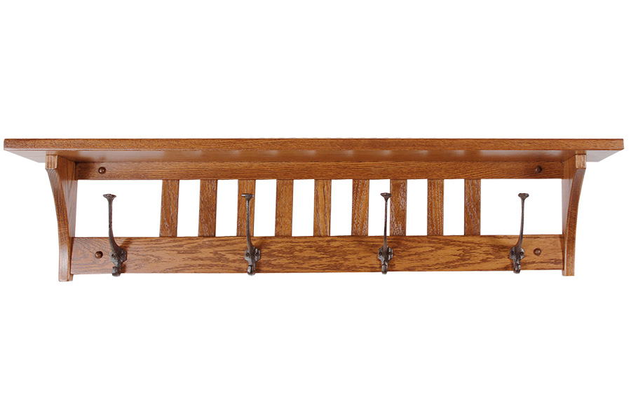 coat and cap shelf with four hooks