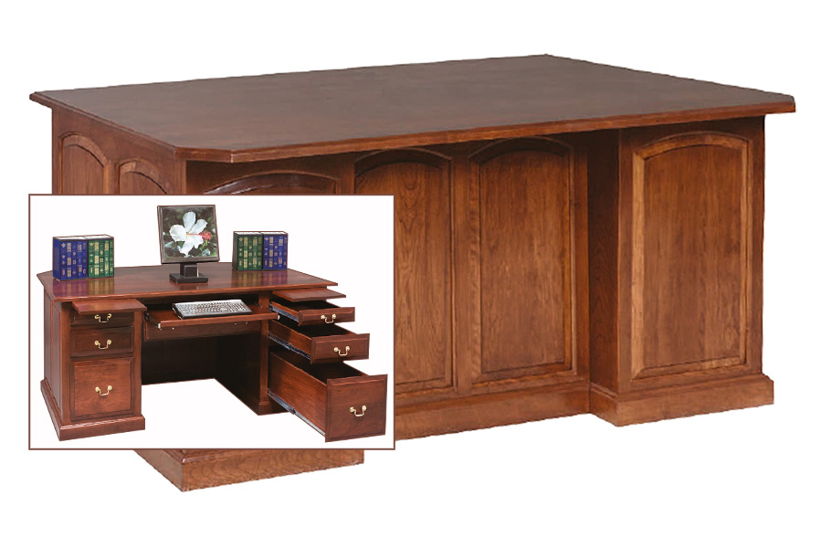 executive desk with raised panel back